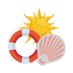 Poster - summer sun hot with lifeguard float and shell