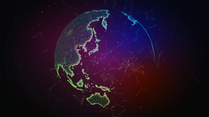 Wall Mural - connection lines around earth globe. background with light effect. global international connectivity