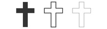 Set Christian Cross Icon Latin Cross Icon Isolated On White Background. Vector Illustration