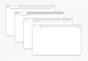 Wall Mural - four different mock-ups blank browser window for your design isolated transparent background. vector