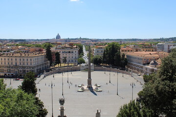 Poster - Rooftop view of Piazza del popolo Rome city Center italy Rome is historical city tourist attraction with many beautiful landmarks