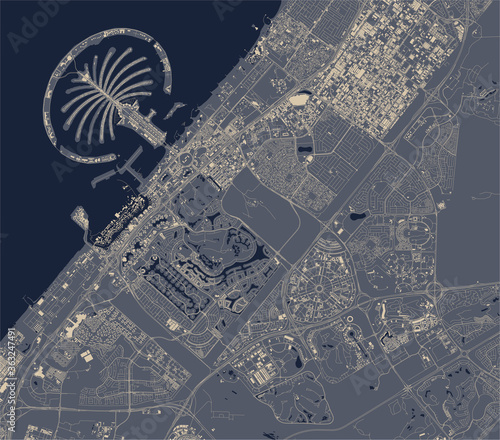 Fotografía map of the city of Dubai, United Arab Emirates UAE