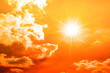 Hot Summer or heat wave background, orange sky with burning sun