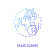 © IMG visuals icons - False claims concept icon. Common corporate crime. Financial fraud against government. American federal law idea thin line illustration. Vector isolated outline RGB color drawing