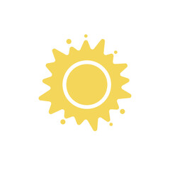 Sun creative flat yellow icon isolated on white background