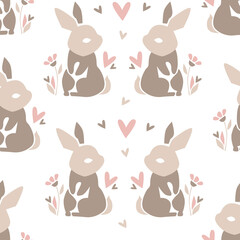 Fototapete - Hand Drawn Rabbit. Beautiful Decorative Bunny, Element for design. Contemporary abstract design print textile. Vector.