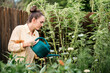 © MeganBetteridge - Woman watering flower garden with watering can