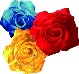Wall Mural - three roses Vector from foto flower isolated