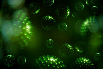 Wall Mural - Green Algae Cells 3D Illustration