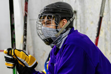 Hockey Player In A Coronavirus Mask