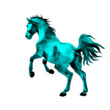 Fototapeta Konie - Galloping blue horse, isolated image on a white background in the style of low poly