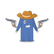 Cartoon character cowboy of disposable clothes with guns