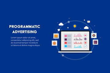 Wall Mural - programmatic advertising, data driven advertising campaign, targeting online audience, digital marke