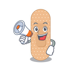 Sticker - Standard bandage carton picture style giving announcement on a megaphone