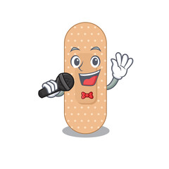 Sticker - caricature character of standard bandage happy singing with a microphone