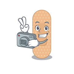 Sticker - a proficient photographer standard bandage cartoon design concept working with camera