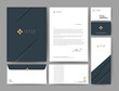 Branding identity template corporate company design, Set for business hotel, resort, spa, luxury premium logo, Blue color, vector illustration