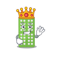 Sticker - A humble King of medicine pills caricature design style with gold crown