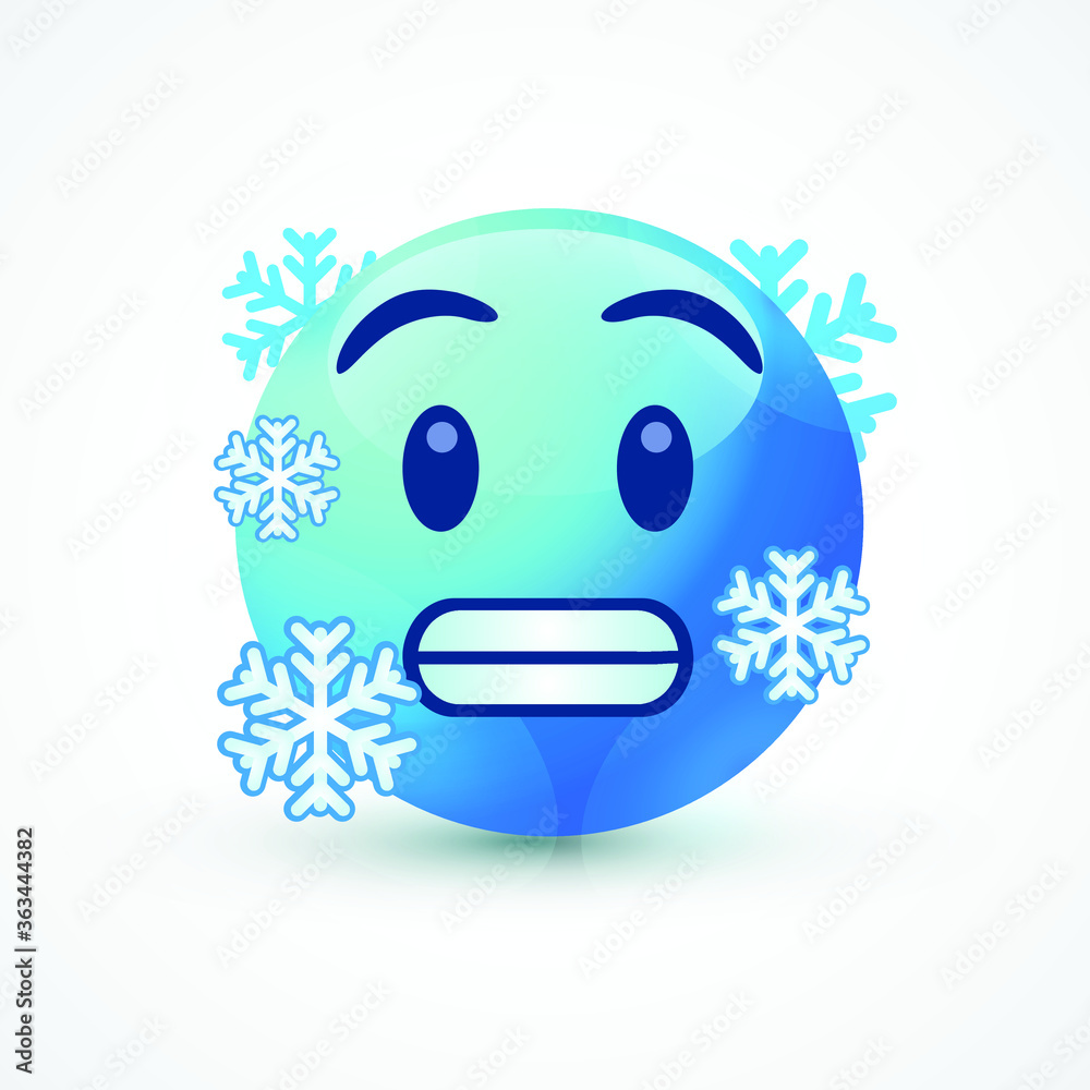Vector Round Yellow Cartoon Bubble Cold Freezing Emoticons Comment ...