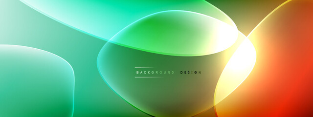 Vector abstract background - liquid bubble shapes on fluid gradient with shadows and light effects. Shiny design template for text