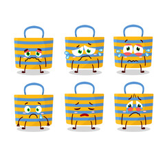 Wall Mural - Beach bag cartoon character with sad expression