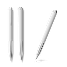 Pen Template Of Items In Various Angles Realistic Vector Illustration Isolated.