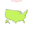© fafostock - Green Map of United States of America - USA with Outline Vector Design Template. Editable Stroke