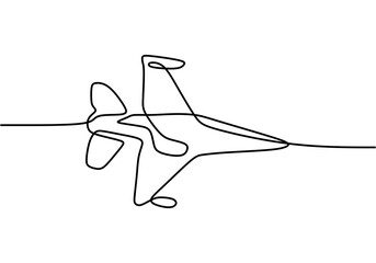 Wall Mural - One line drawing of jet plane f-16. Aircraft continuous hand drawn minimalism, vector illustration.