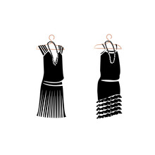 Dress In Retro Style Silhouette. 1920 Year. Vector Illustration On A White Background.