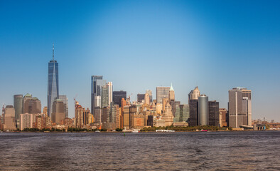 Wall Mural - View of Manhattan from the water in New York, USA