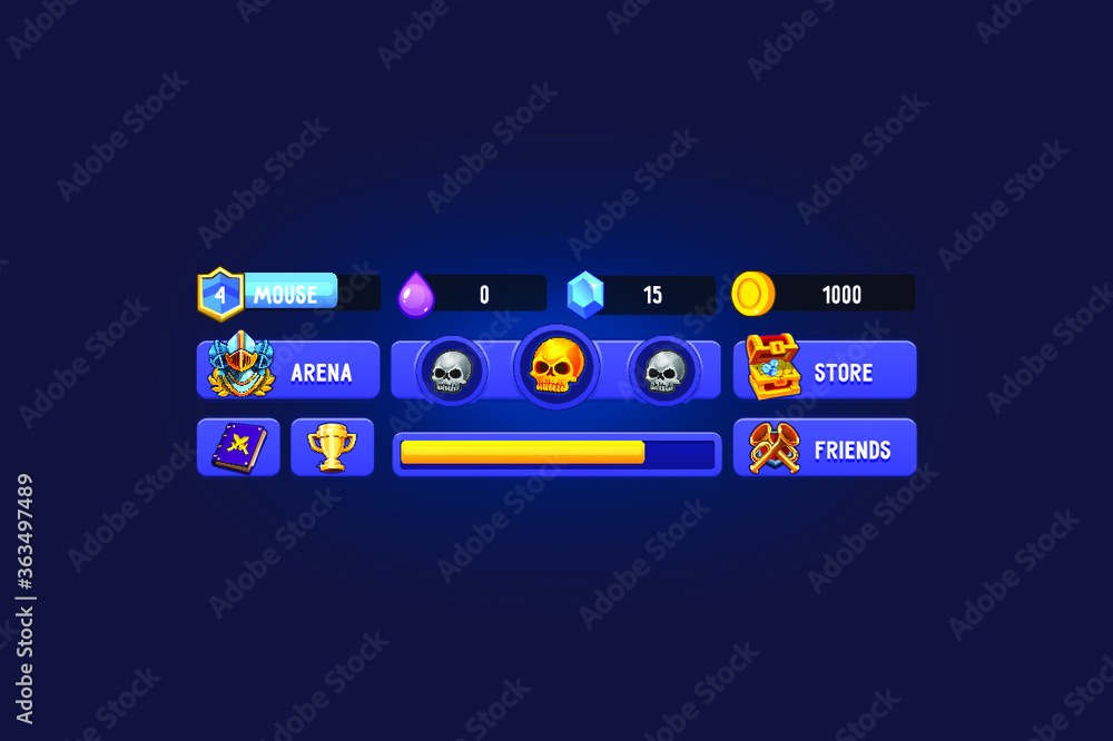 fantasy game ui kit аfor mobile game Stock Vector | Adobe Stock