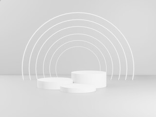 Wall Mural - 3d render of total white podiums for products. winner platform.