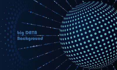 Wall Mural - big data concept with globe and dots blue colors