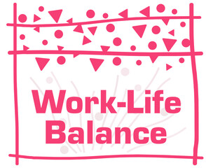 Wall Mural - Work Life Balance Pink Lines Dots Triangle Top Text 