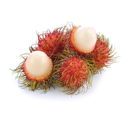 Wall Mural - rambutan sweet delicious fruit with leaf isolated on white background. full depth of field