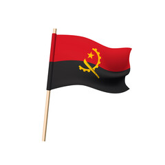 Wall Mural - Angola flag. Half of gear, machete and star on red and black background. Vector illustration.