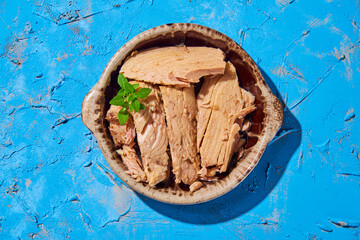 Poster - bonito, spanish mackerel-like fish, in oil