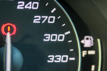 Speedometer marked to 330 km/h 