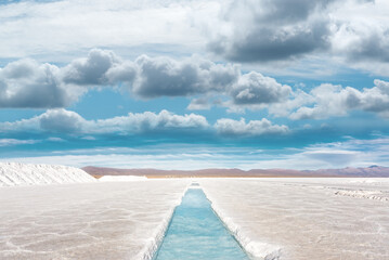 Salinas Grandes in a salt desert in the Jujuy Province, Argentina, Andes