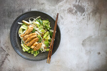 Spicy Asian Chicken With Rice Noodles And Bok Choy