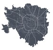 Milan map. Detailed map of Milan city poster with streets. Dark vector.
