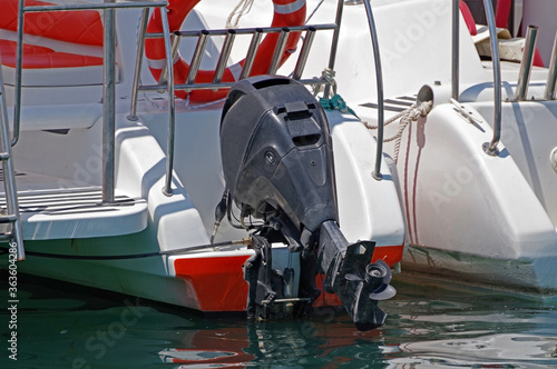 Obraz Dibond boat propellers on hub of outboard motor