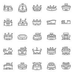 Wall Mural - sports stadium, icon set. stadiums for athletic and sports events, various forms, linear icons. line