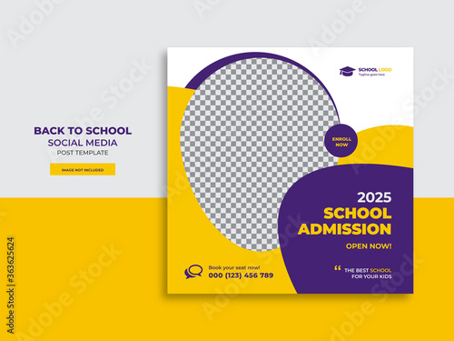Cuadros en Lienzo Back to school admission promotion social media post banner template design
