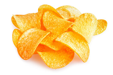 Wall Mural - appetizing potato chips isolated on a white