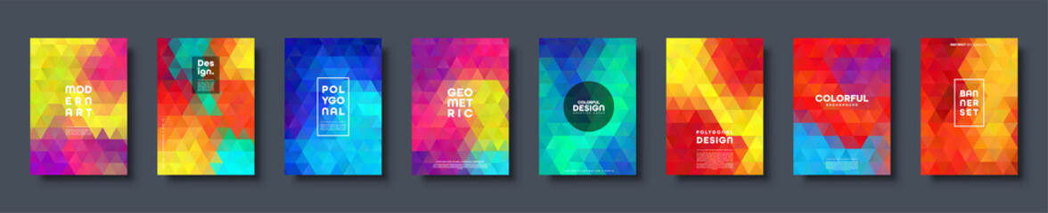 Wall Mural - triangle polygonal abstract background. colorful gradient design. low poly shape banner. vector illu
