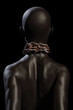 © PixlMakr - Black female afro american slave with heavy rusty chain around her neck