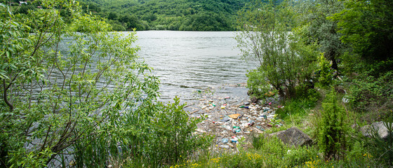 Garbage in the nature stock photo