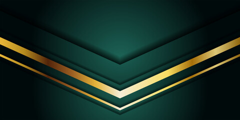 abstract luxury dark green overlap layer with golden line