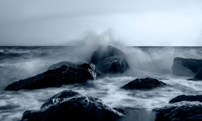 Wall Mural - Long exposure on the rocks Doganbey, Seferihisar, Izmir, Turkey